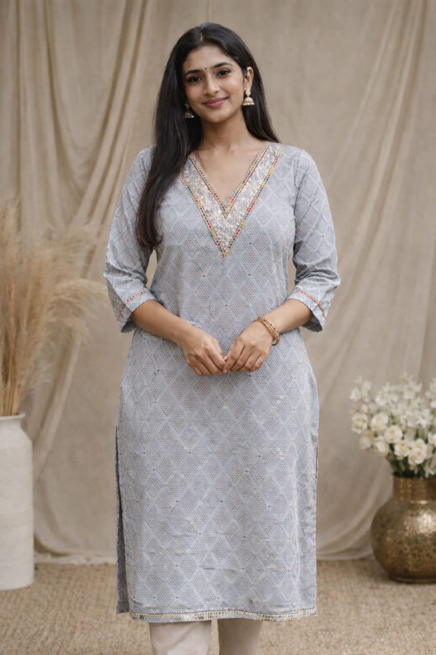 women's cotton straight fit straight kurti